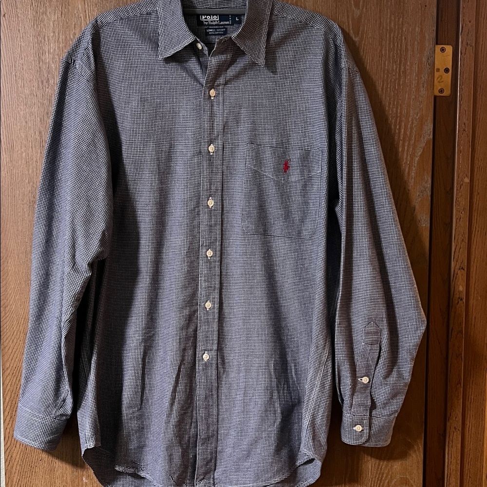 Polo Ralph Lauren Men's Blue and White Button-Down Shirt
